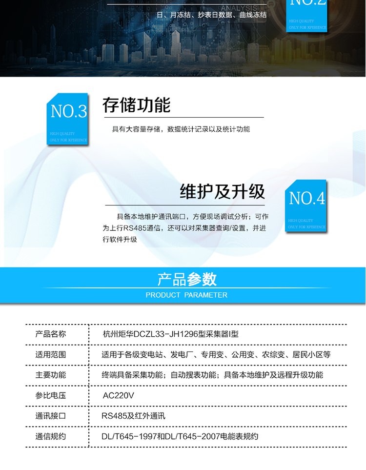 產(chǎn)品特點
?按照用戶的設置，定時和實時采集多個用戶電能表的電能信息。并將它處理后通過電力載波方式傳送到集中器中。支持DL/T645-1997和DL/T645-2007電能表規(guī)約
? 采集方式及采集類型：采集方式：直抄、定時抄收、自動補抄
　　　　　　　　　　　數(shù)據(jù)類型：日、月凍結、抄表日數(shù)據(jù)、曲線凍結
?本地維護通信接口：可作為上行RS485通信，還可以對采集器查詢/設置，并進行軟件升級
?具備自動搜表功能
?具有大容量存儲，數(shù)據(jù)統(tǒng)計記錄以及統(tǒng)計功能。
?具備本地維護通訊端口，方便現(xiàn)場調(diào)試分析。